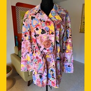 90s y2k Fiorucci Allover Print Trench Coat